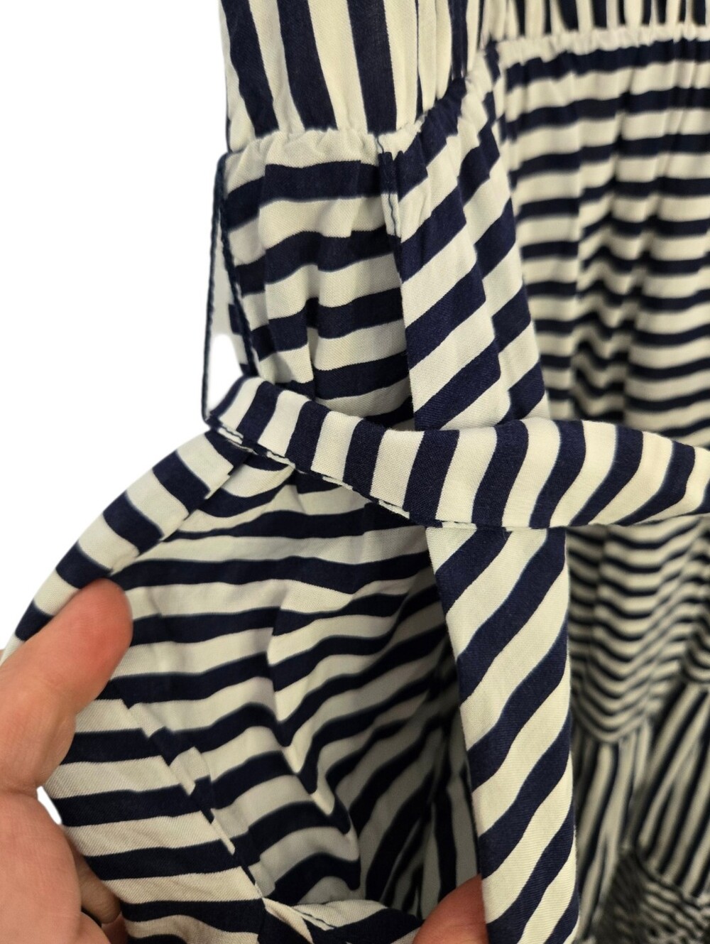 ✨ Torrid Navy & White Striped Tiered Midi Dress with Pockets Size 3 (3X - Picture 5 of 5